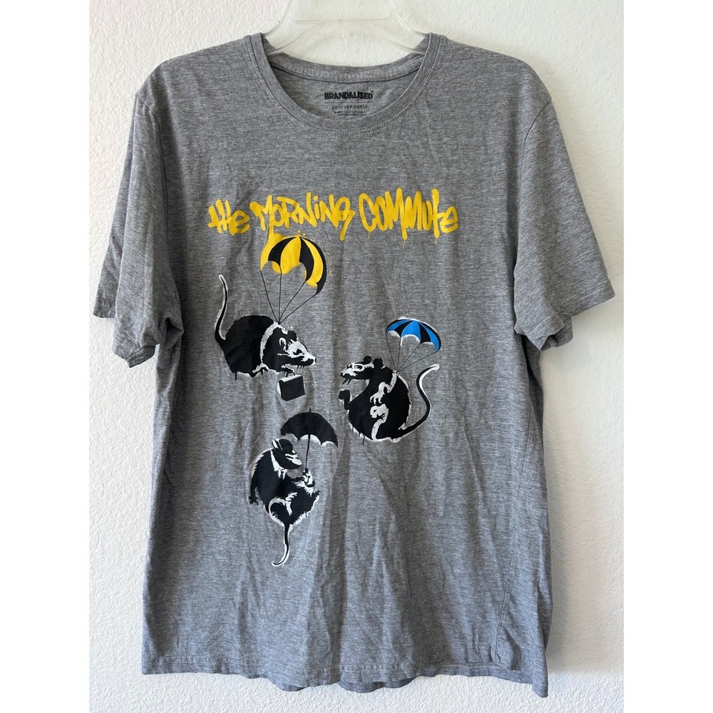 Banksy Rats The Morning Commute‎ Eleven Paris Brandalised Grey T-Shirt Mens L